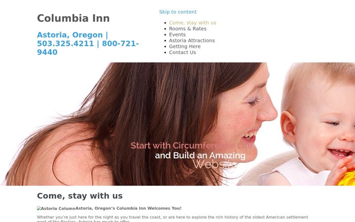 Captura de pantalla de columbiainnastoria.com