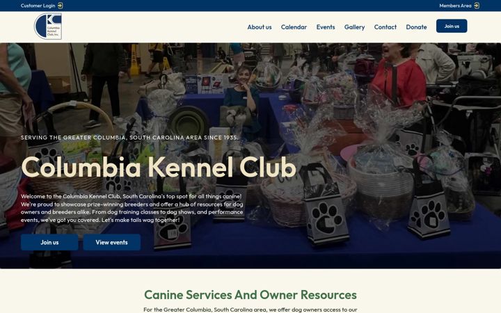 Captura de pantalla de columbiakennelclub.org