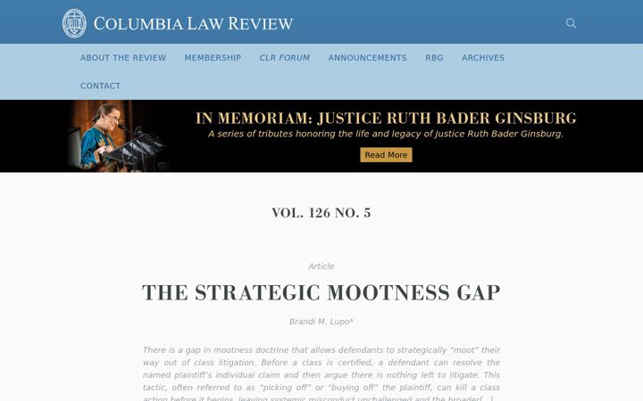 Screenshot of columbialawreview.org
