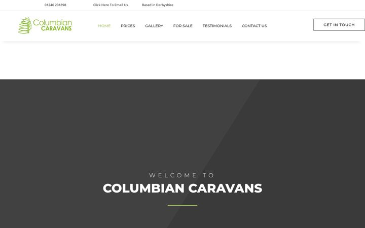 Screenshot of columbiancaravans.co.uk