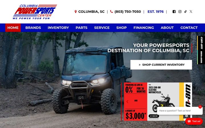 Screenshot of columbiapowersports.com