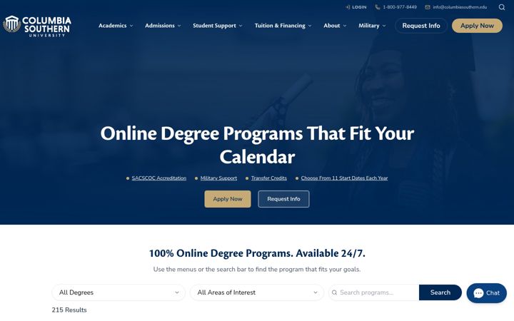 Screenshot of columbiasouthern.edu
