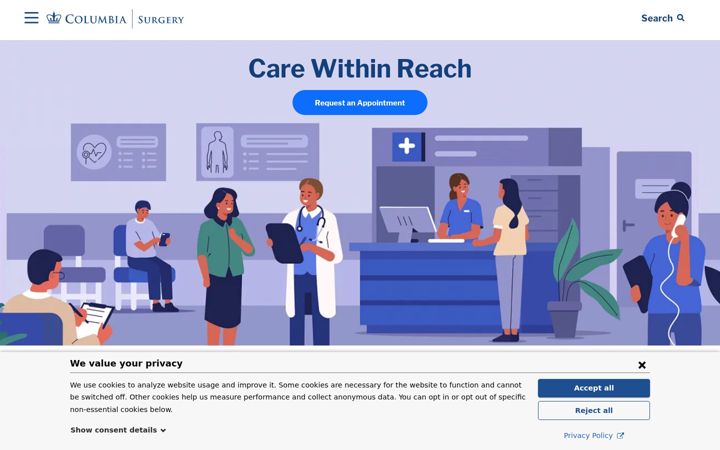 Screenshot of columbiasurgery.org