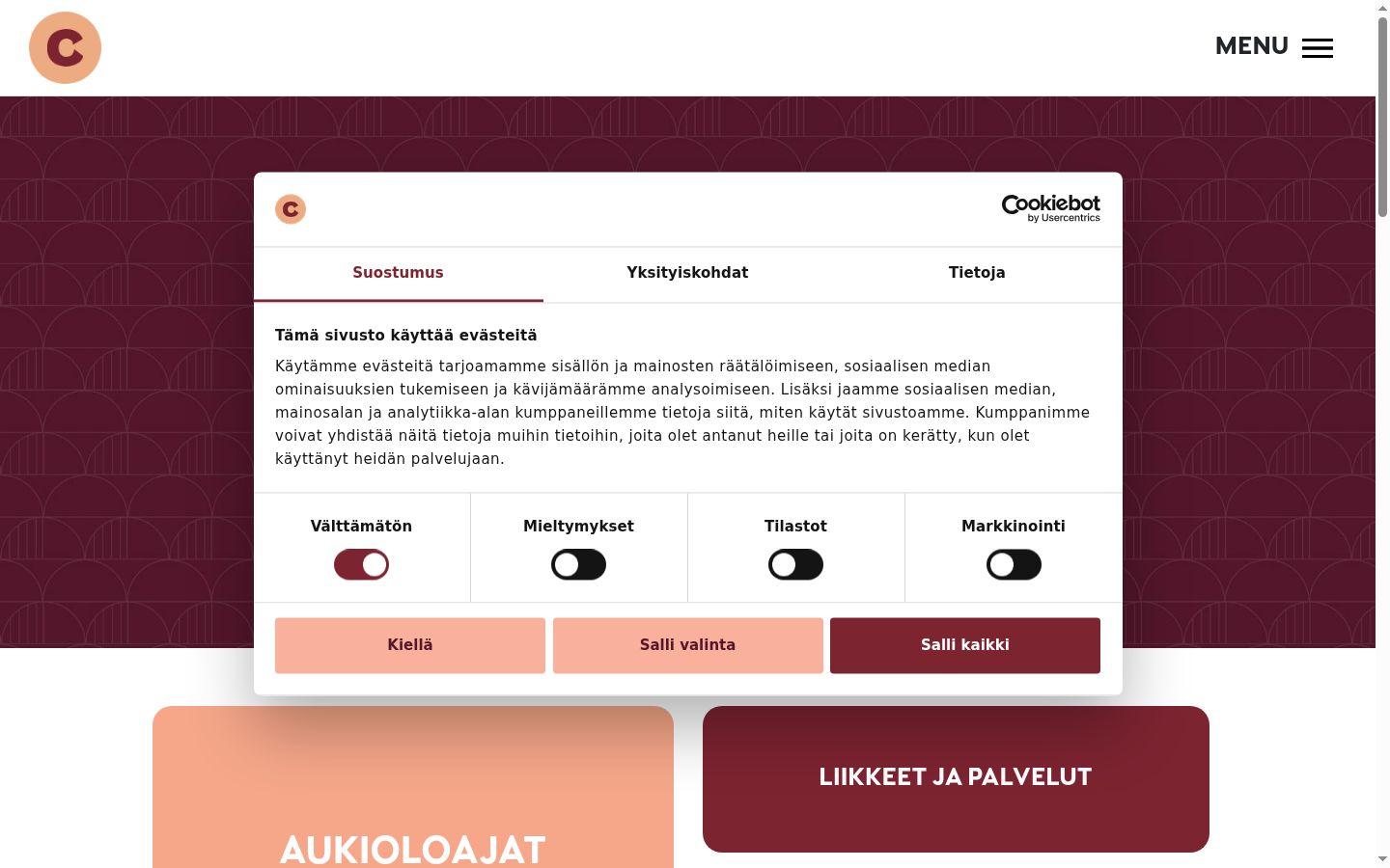 Screenshot tal-banner tal-kunsens muri qabel kwalunkwe interazzjoni