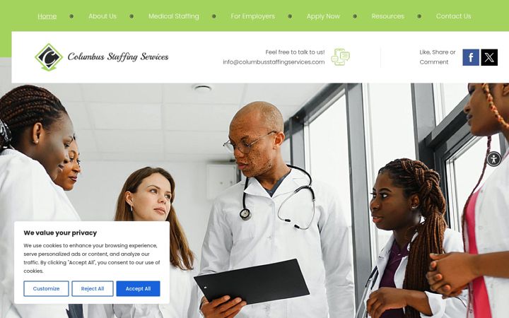 Screenshot of columbusstaffingservices.com