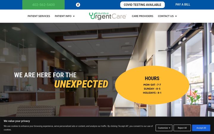 Screenshot of columbusurgentcare.org