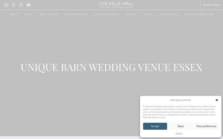 Screenshot of colvillehallwedding.co.uk