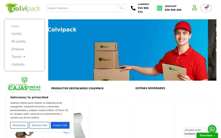 Screenshot of colvipack.com