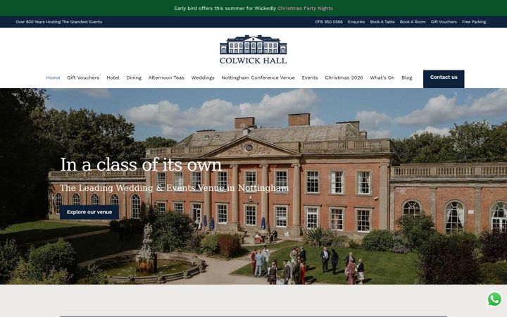 Screenshot of colwickhallhotel.com