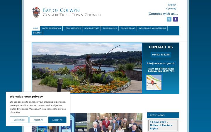 Screenshot of colwyn-tc.gov.uk