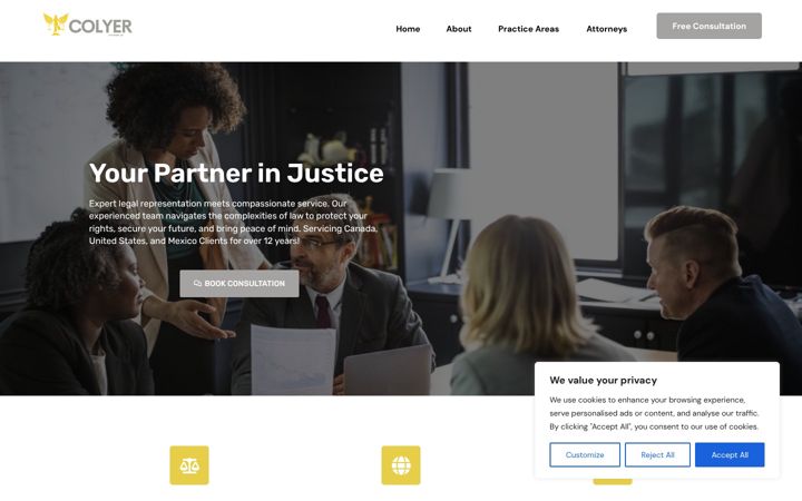 Screenshot of colyerfirstlaw.com