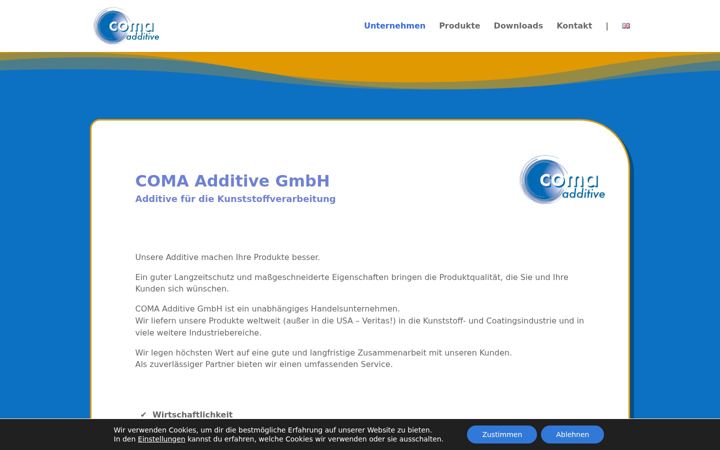 Screenshot of coma-additive.de