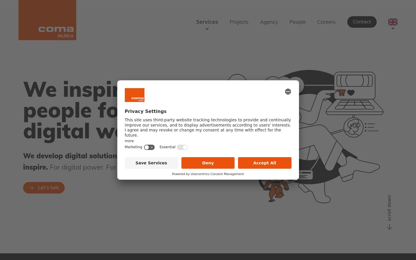 Screenshot del banner di consenso mostrato prima di qualsiasi interazione
