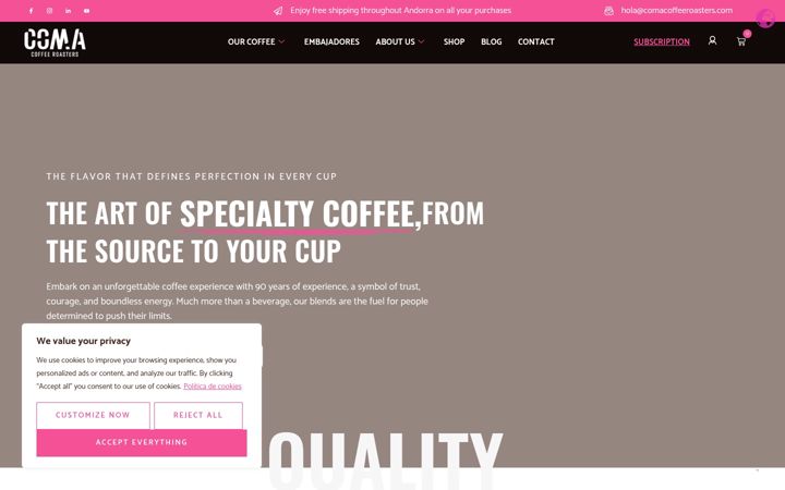 Screenshot of comacoffeeroasters.com