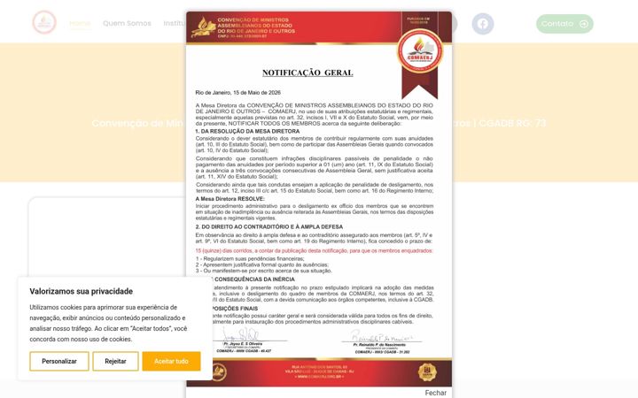 Captura de pantalla de comaerj.org