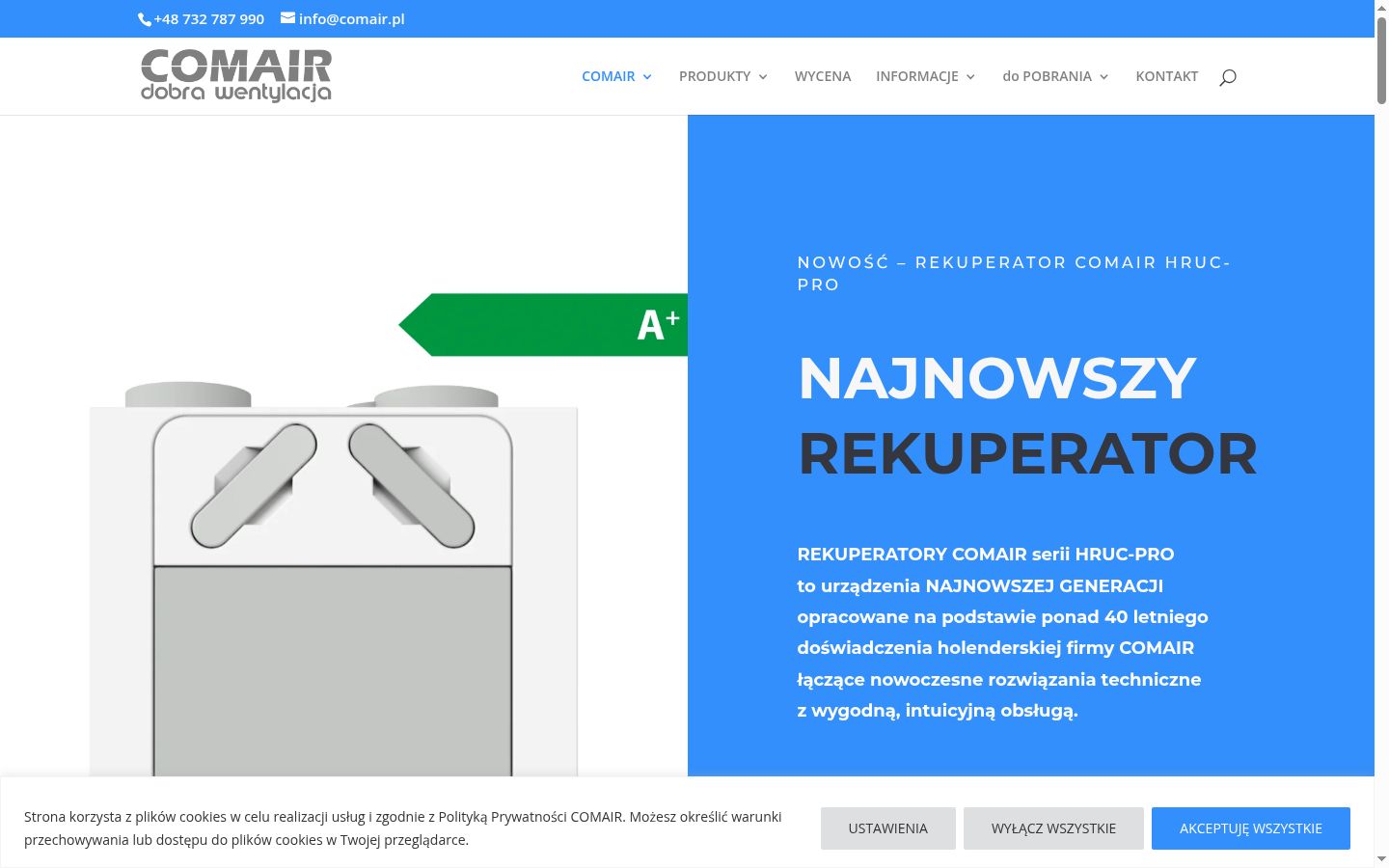 Zrzut ekranu banera zgody wyświetlanego przed jakąkolwiek interakcją