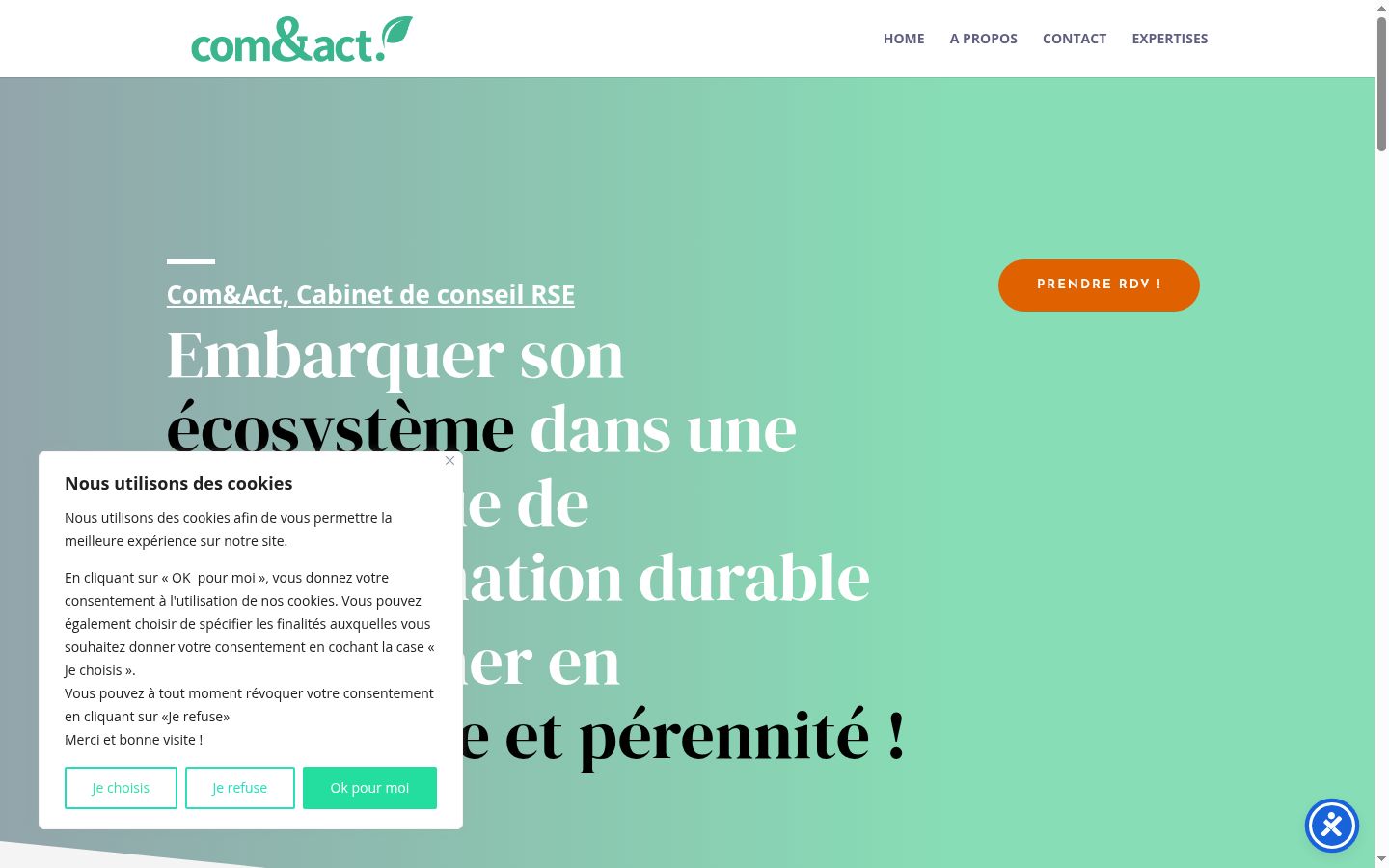 Screenshot of the consent banner shown before any interaction