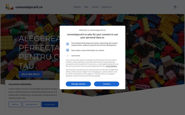 Screenshot of comandajucarii.ro