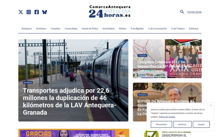 Screenshot of comarcaantequera24horas.es