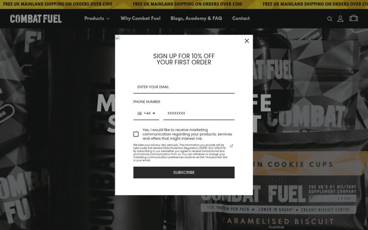 Zrzut ekranu combat-fuel.co.uk