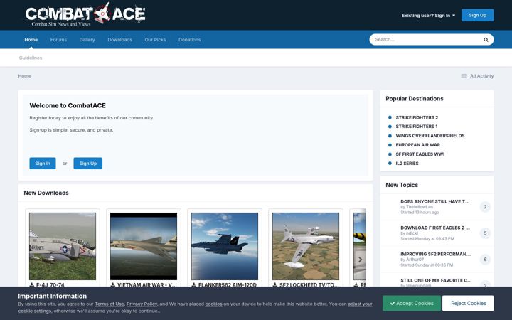Snimka zaslona za combatace.com
