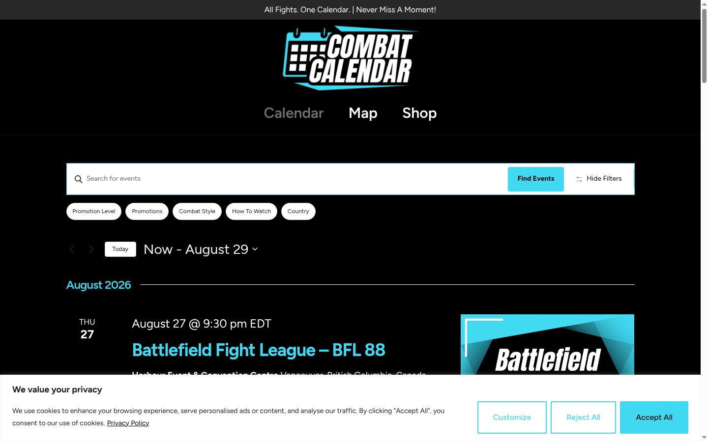 Screenshot del banner di consenso mostrato prima di qualsiasi interazione