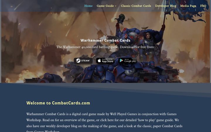 Screenshot of combatcards.com