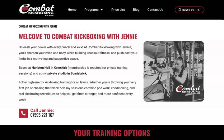 Zrzut ekranu combatfitnesswithjennie.co.uk
