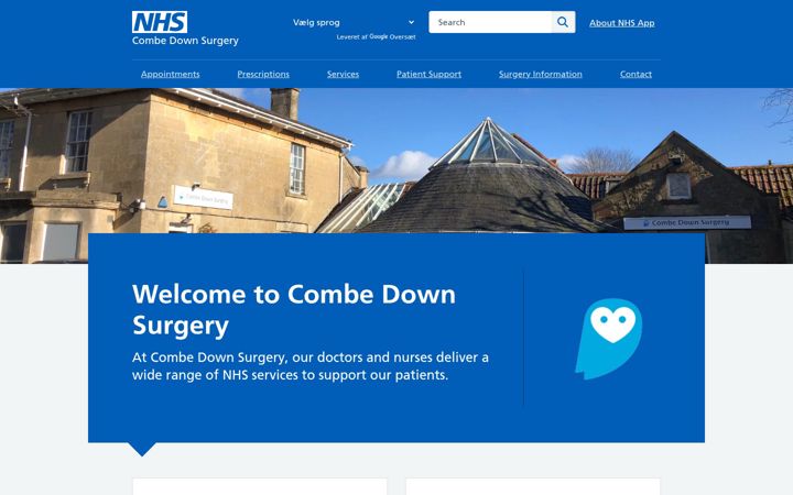 Screenshot of combedownsurgery.nhs.uk