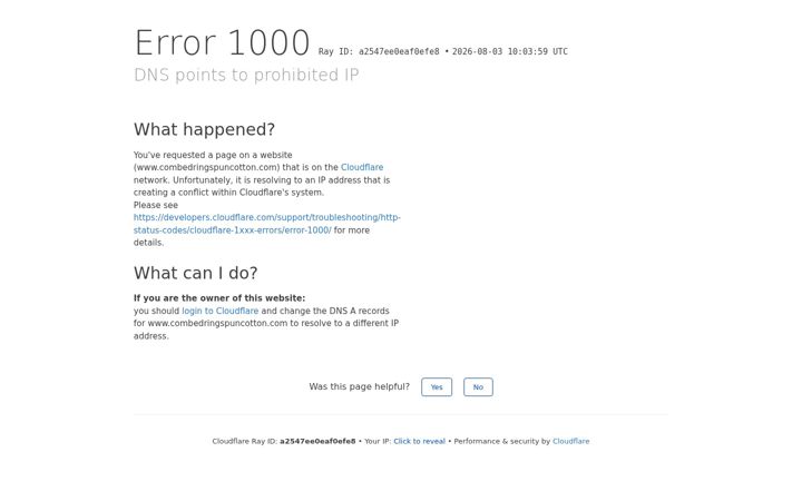 Screenshot of combedringspuncotton.com