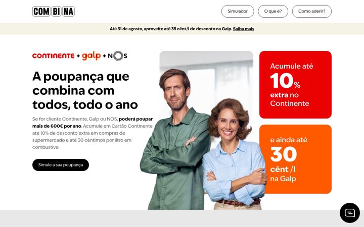 Screenshot of combina.pt