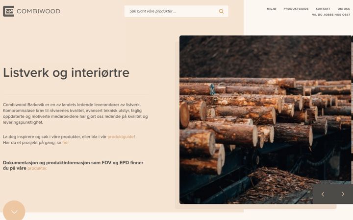 Screenshot of combiwood.no