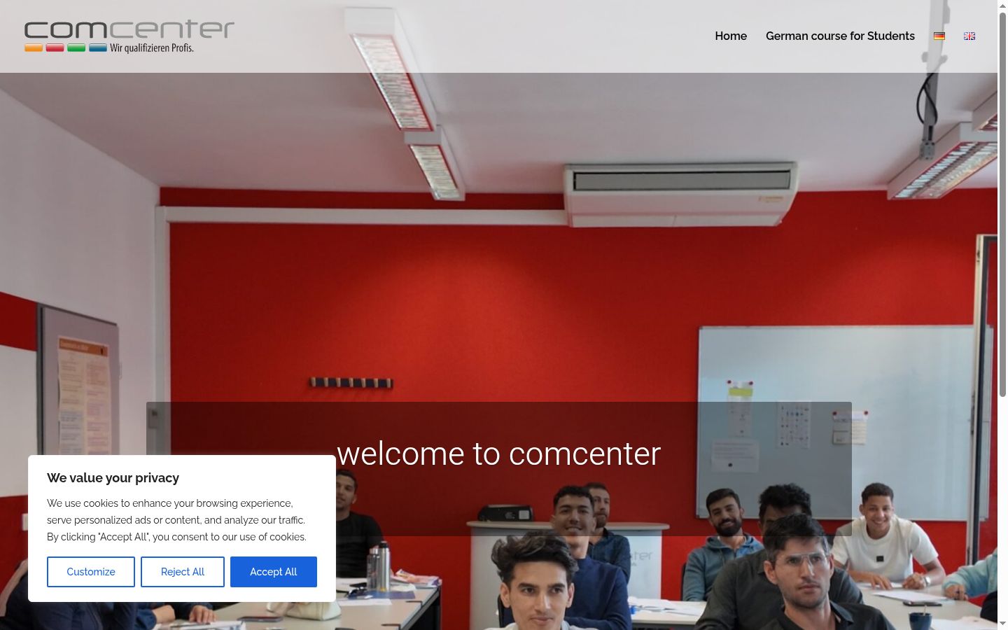 Captura de ecrã do banner de consentimento apresentado antes de qualquer interação