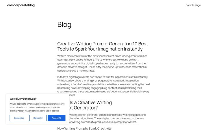 Screenshot of comcorporateblog.com