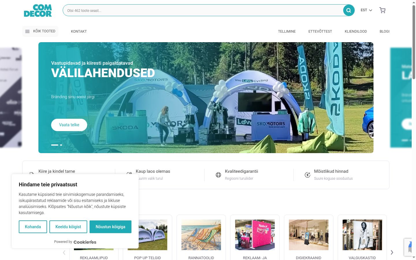 Screenshot des Einwilligungsbanners vor jeglicher Interaktion