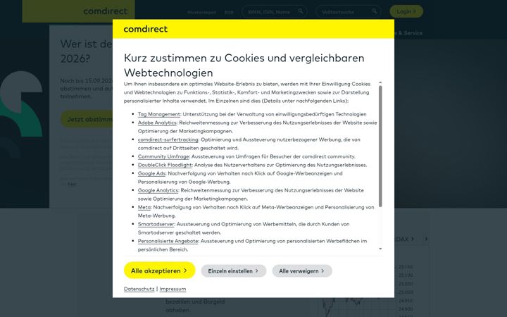 Screenshot stránky comdirect.de