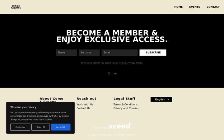 Screenshot of comeandgroove.de