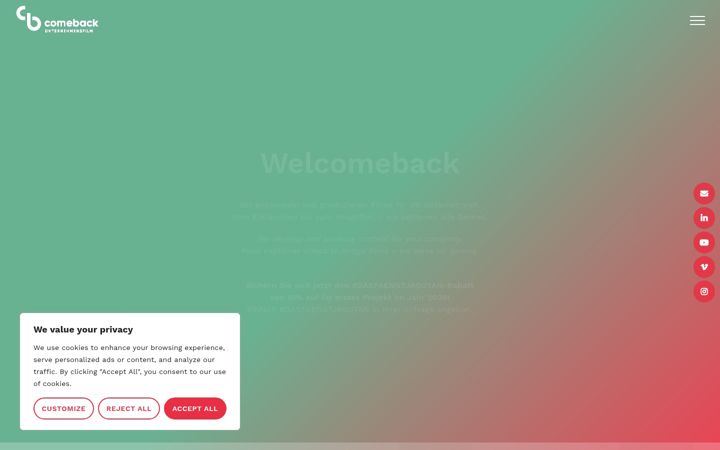 Screenshot of comebackfilm.de
