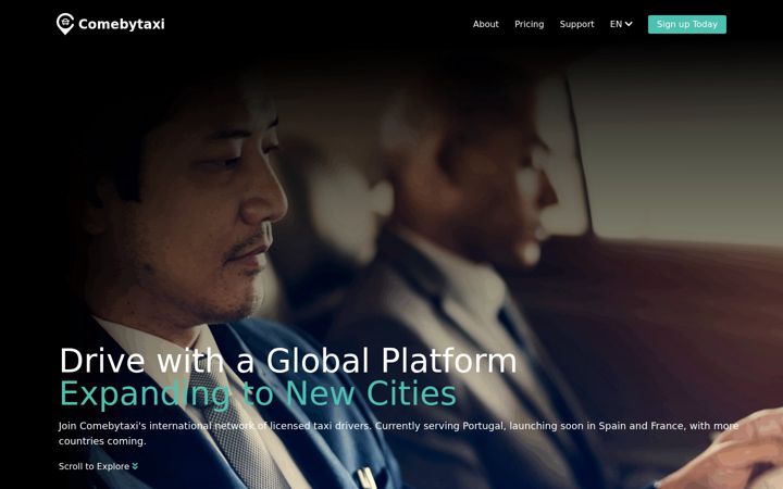 Screenshot of comebytaxi.com