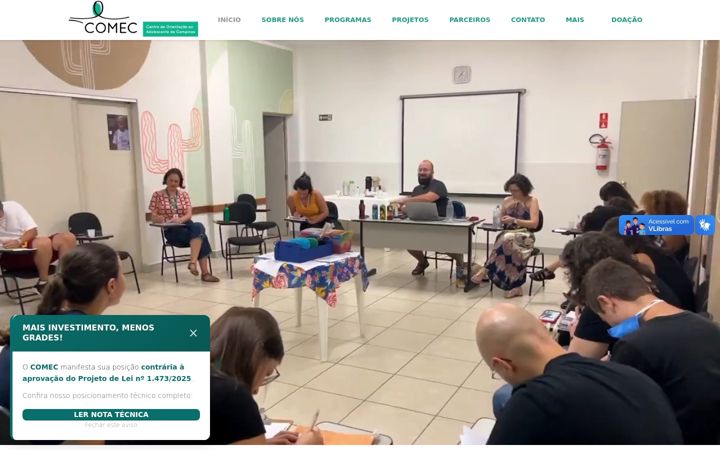 Snímek obrazovky comec.org.br