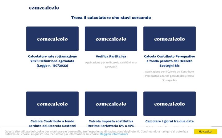 Screenshot of comecalcolo.com