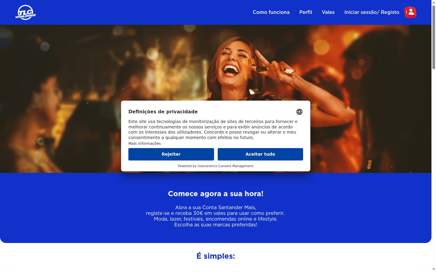 Screenshot of the consent banner shown before any interaction