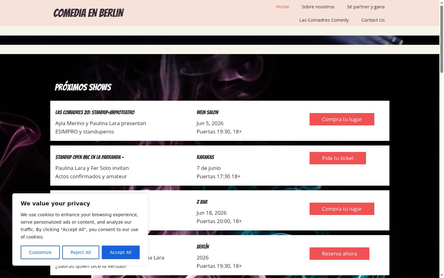Screenshot of the consent banner shown before any interaction
