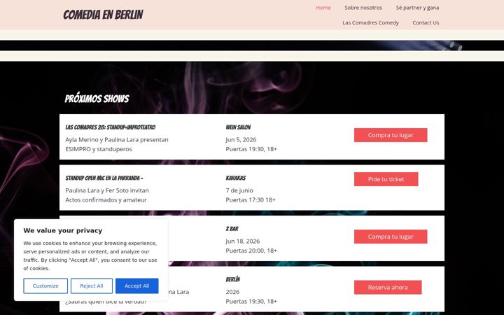 Screenshot of comediaenberlin.com