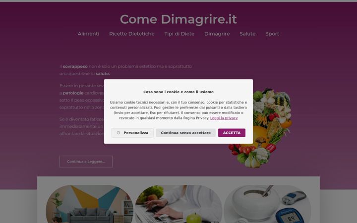 Screenshot of comedimagrire.it