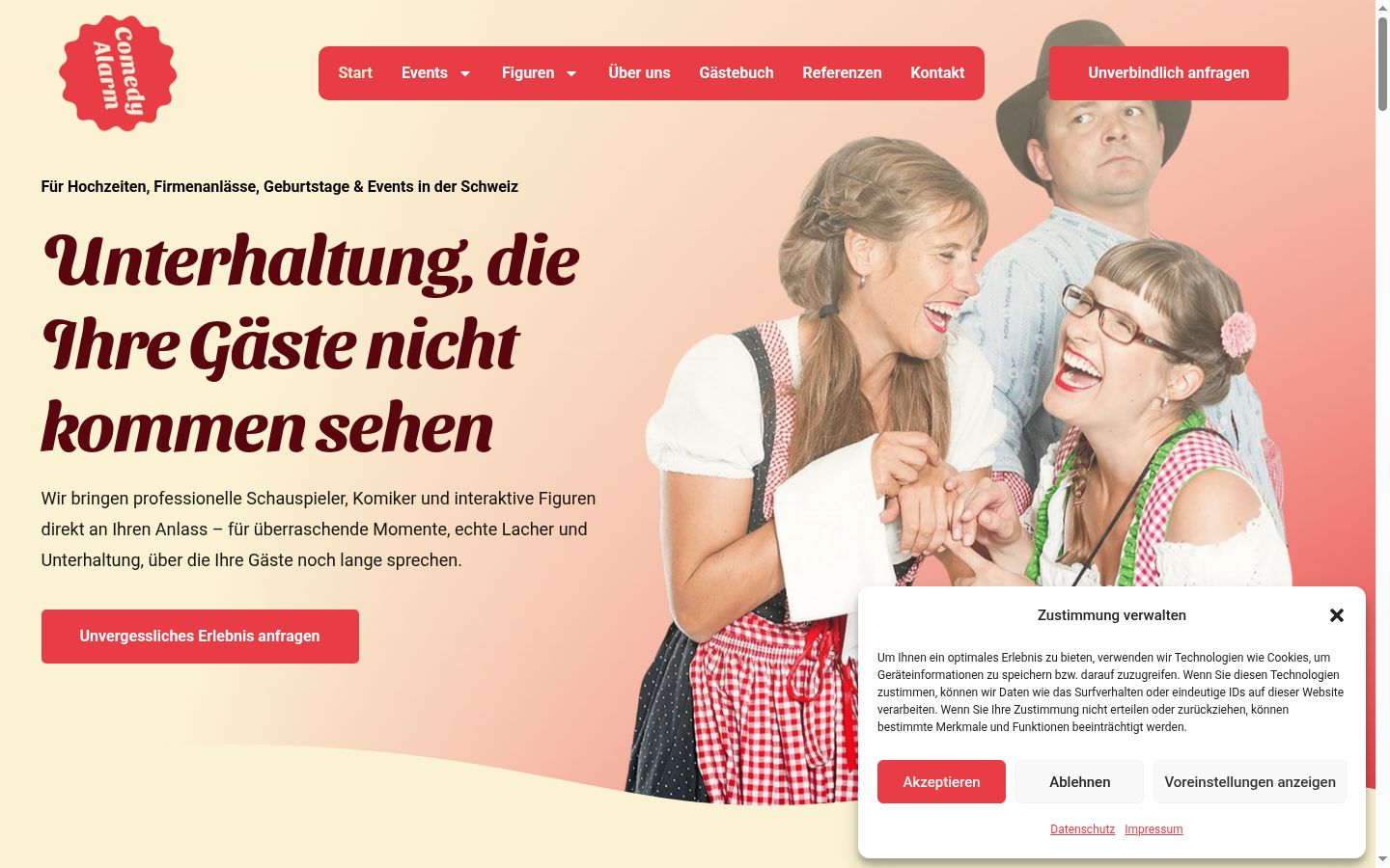 Screenshot des Einwilligungsbanners vor jeglicher Interaktion
