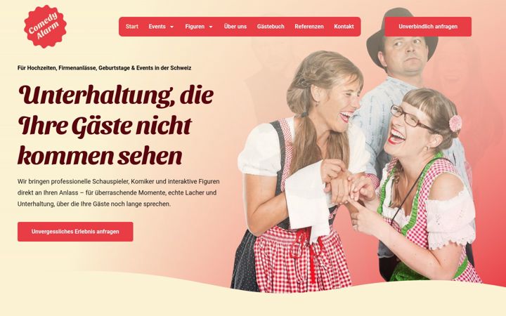 Screenshot of comedyalarm.ch