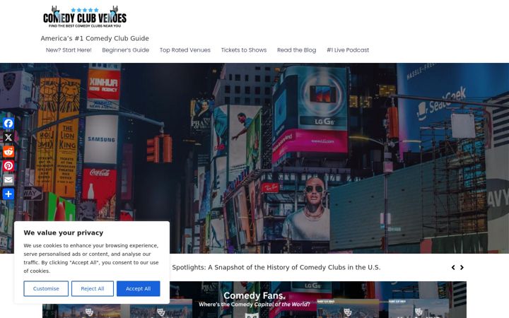 Screenshot of comedyclubvenues.com
