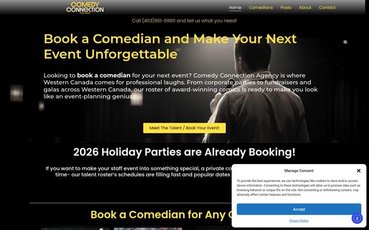 Screenshot of comedyconnectionagency.ca