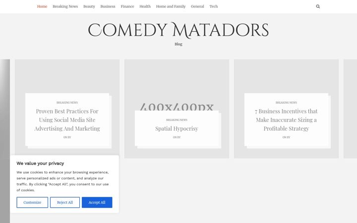 Screenshot of comedymatadors.com